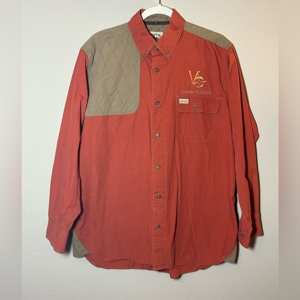 GameGuard Shooting Shirt Men’s Size Medium Orange Button Up Outdoor Hunting Gear